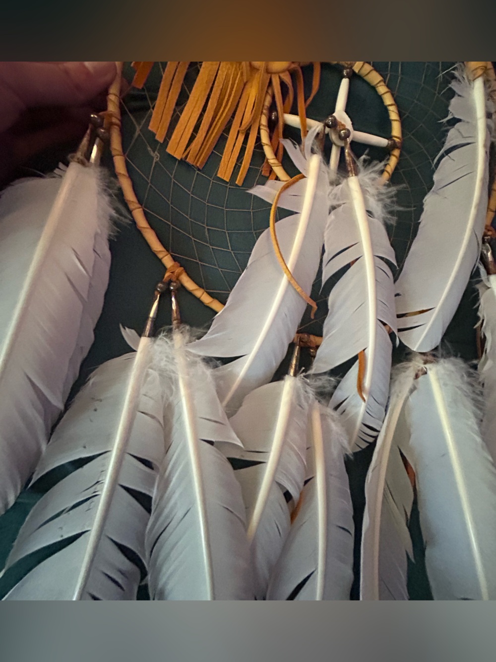 White and Tan Feather Dreamcatcher